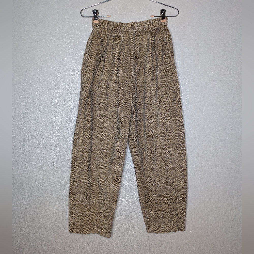 Diane Von Furstenberg Womens Vintage 80s Brown Velvet Barrel Leg Pleated Pants 4